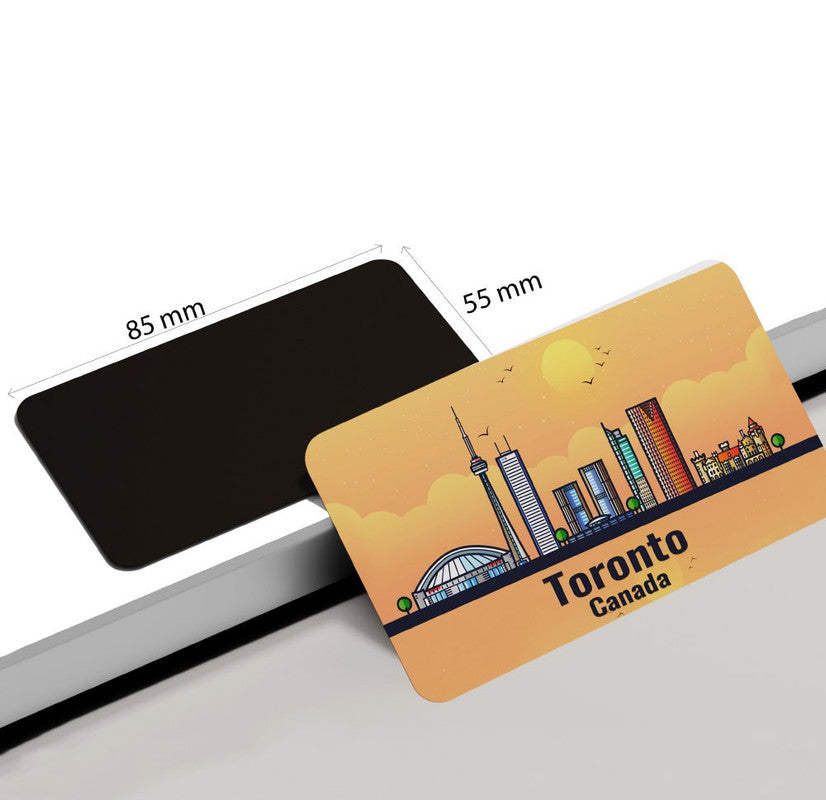 dhcrafts Rectangular Rubber Fridge Magnet / Magnetic Card Orange Canada Toronto Design Pack of 1 (8.6cm x 5.4cm)